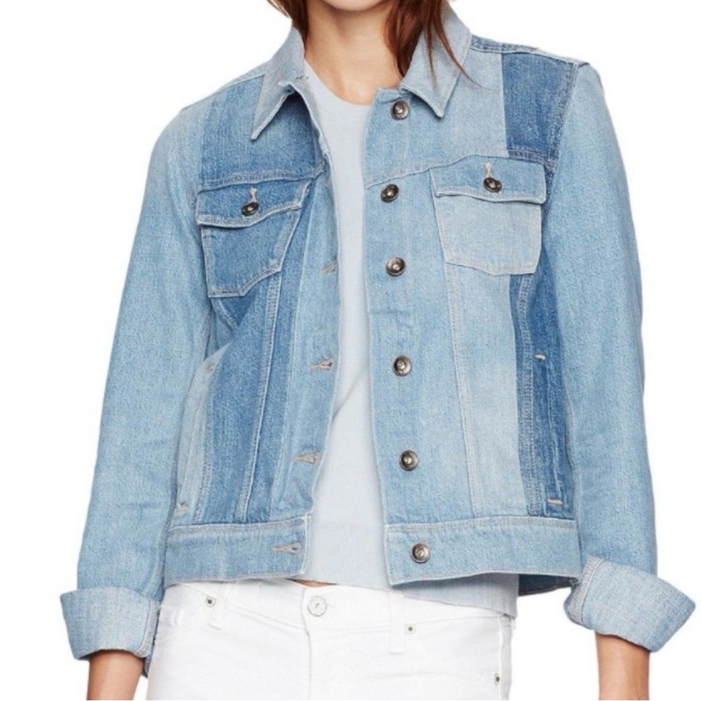 PAIGE Light Blue Patchwork Denim Jacket - image 1